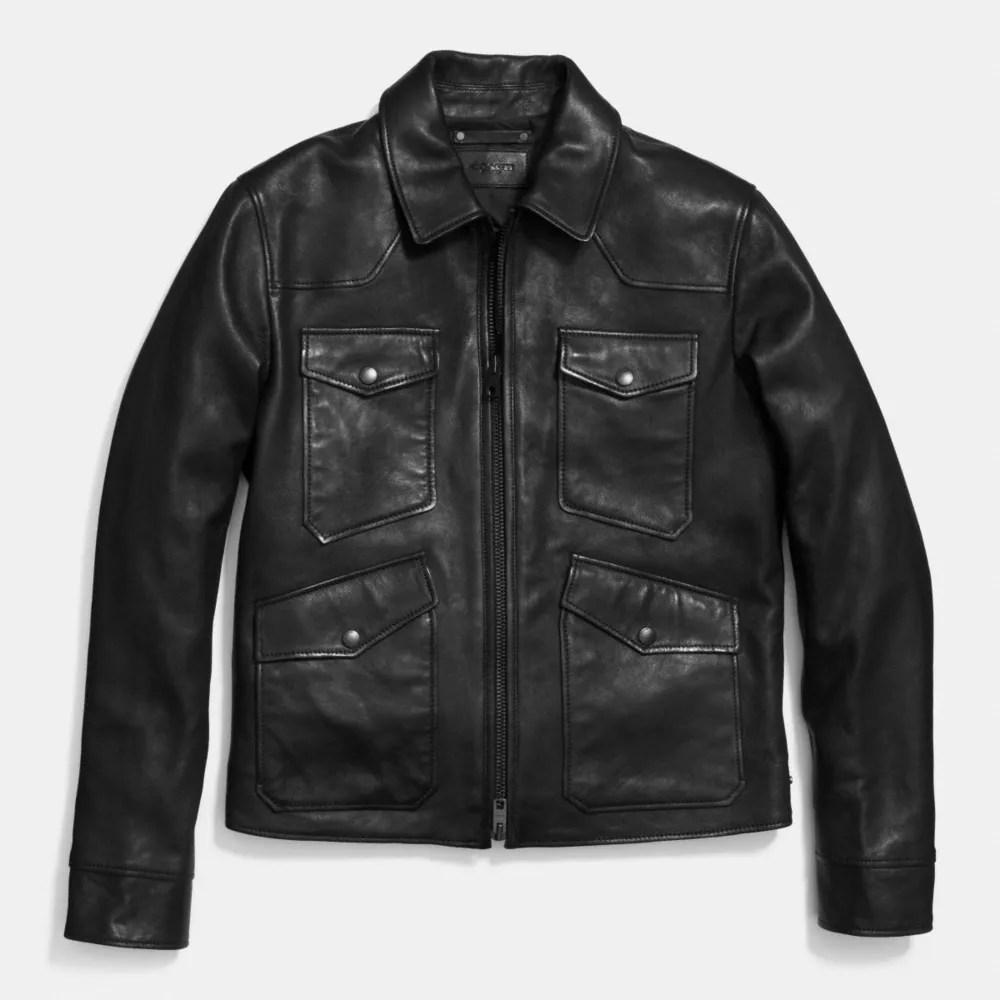 Four Pocket Leather Jacket COACH®