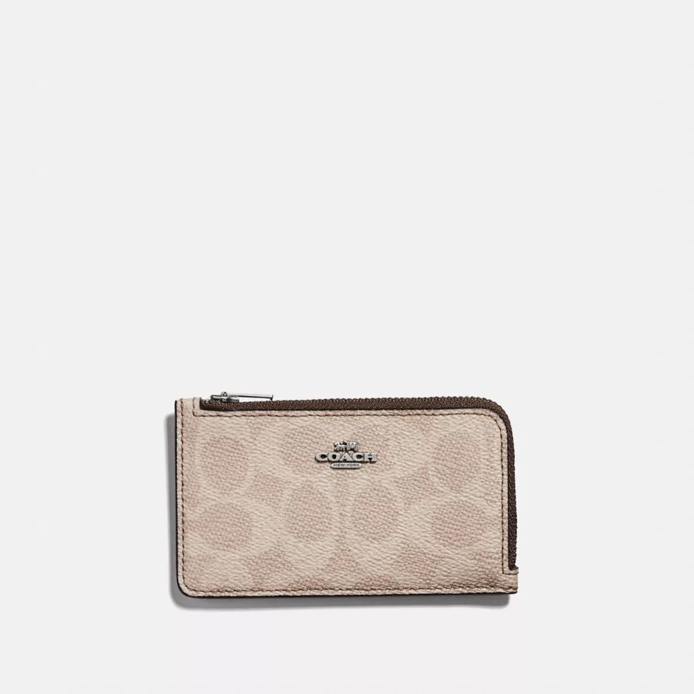 COACH® Outlet Small L Zip Card Case In Blocked Signature Canvas