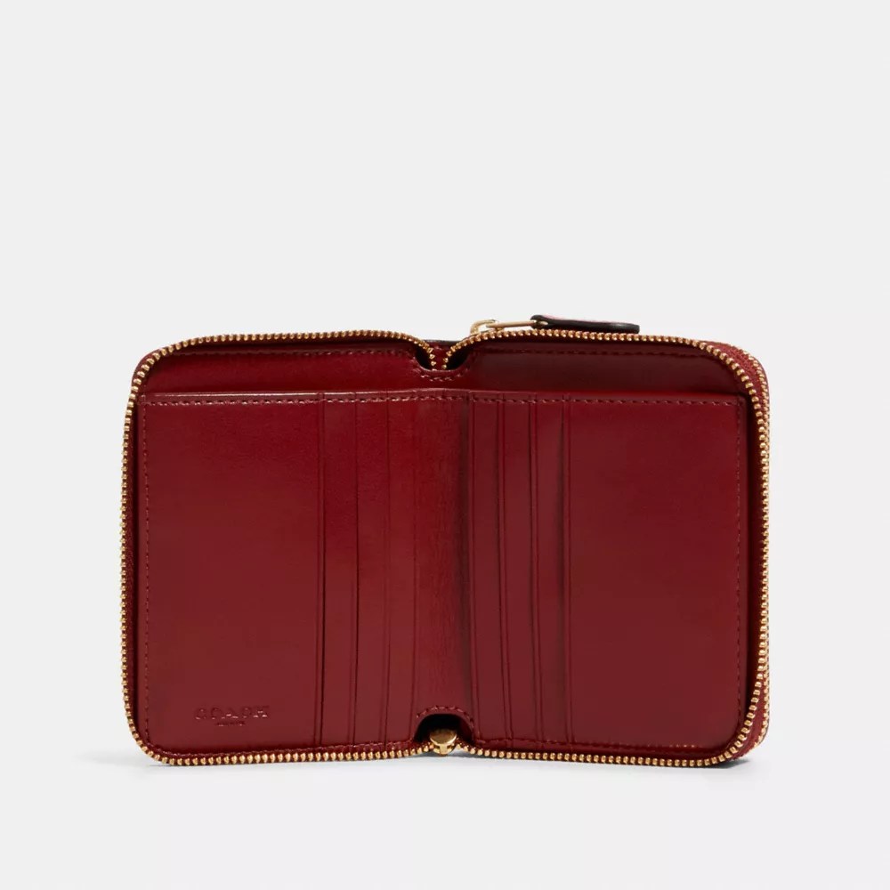 COACH® Small Double Zip Around Wallet In Blocked Signature Canvas