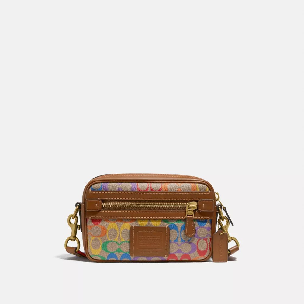COACH® Academy Crossbody In Rainbow Signature Canvas