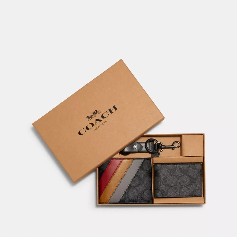 COACH® Outlet Boxed 3 In 1 Wallet Gift Set In Signature Canvas With