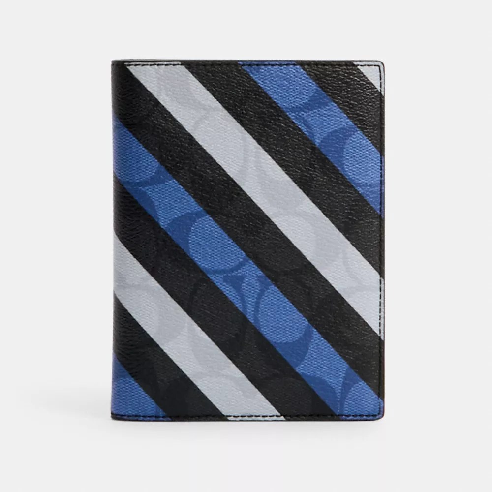 COACH® Outlet Passport Case In Signature Canvas With Diagonal Stripe