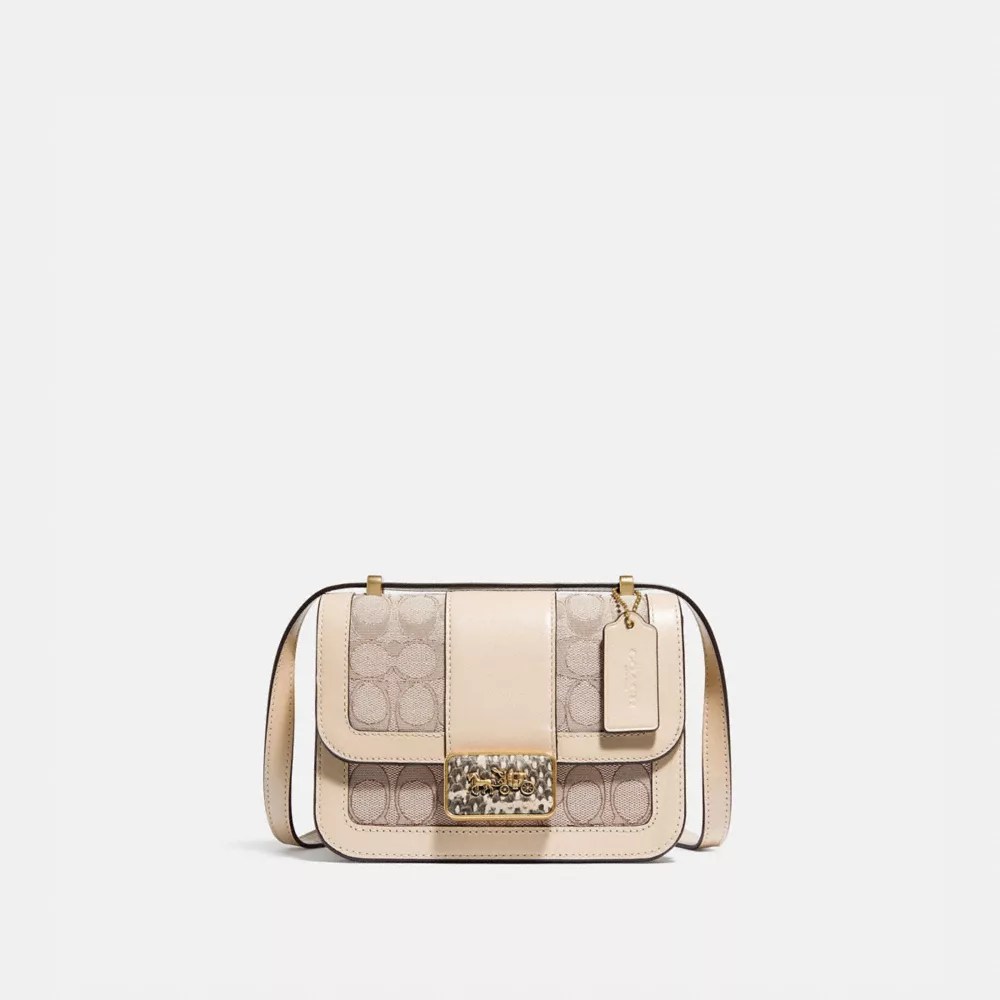 COACH® Alie Shoulder Bag 18 In Signature Jacquard With Snakeskin Detail