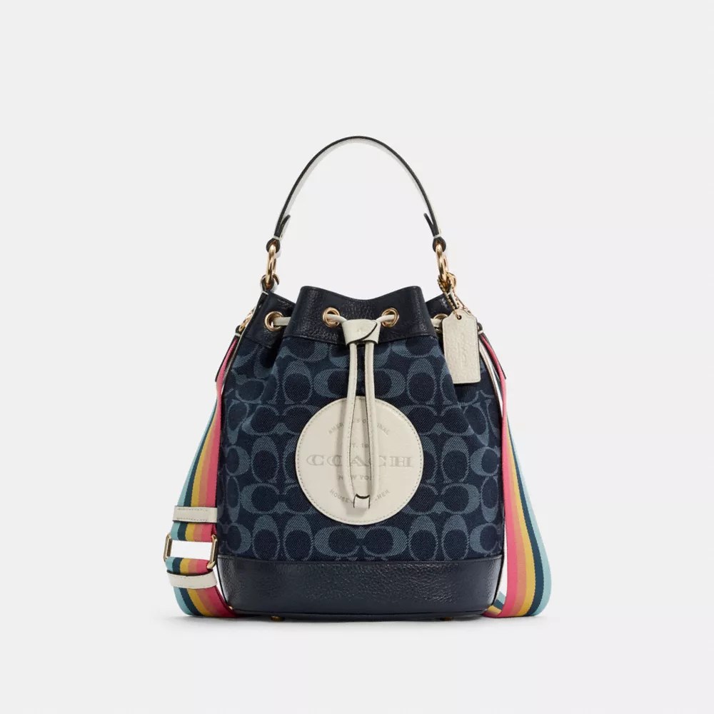 COACH® Outlet Dempsey Drawstring Bucket Bag In Signature Denim