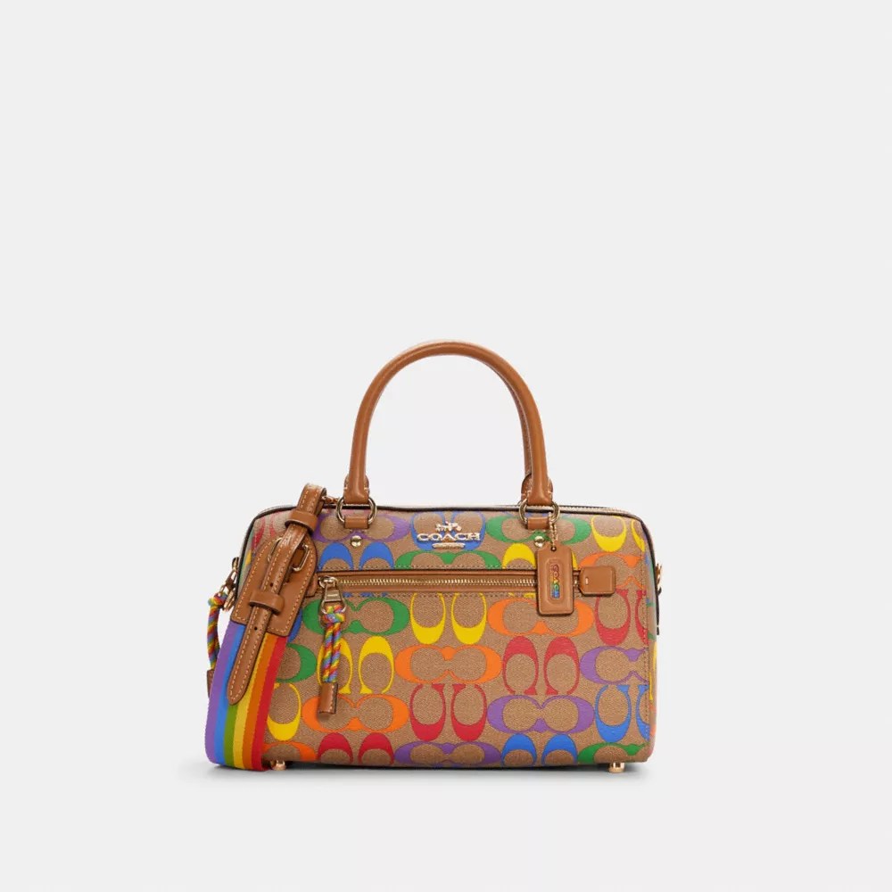 COACH® Outlet Rowan Satchel In Rainbow Signature Canvas