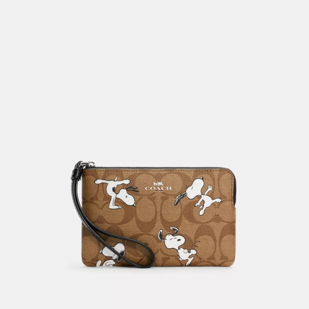 COACH® Outlet Coach X Peanuts Corner Zip Wristlet In Signature Canvas