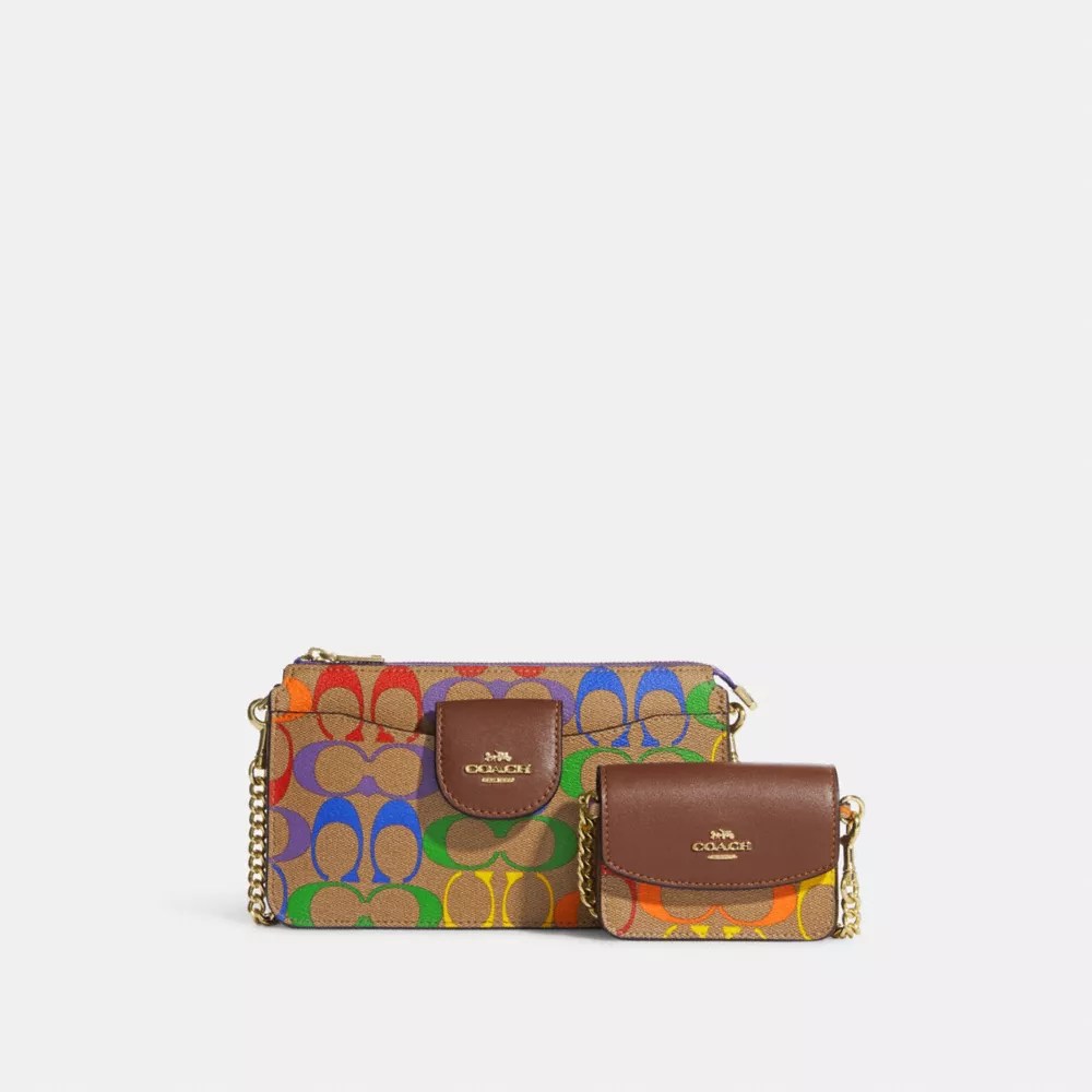 COACH® Outlet Poppy Crossbody In Rainbow Signature Canvas