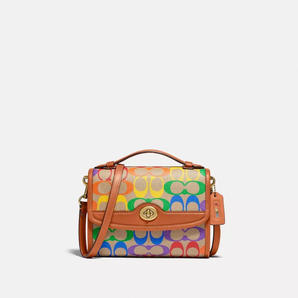 COACH® Kip Turnlock Crossbody In Rainbow Signature Canvas