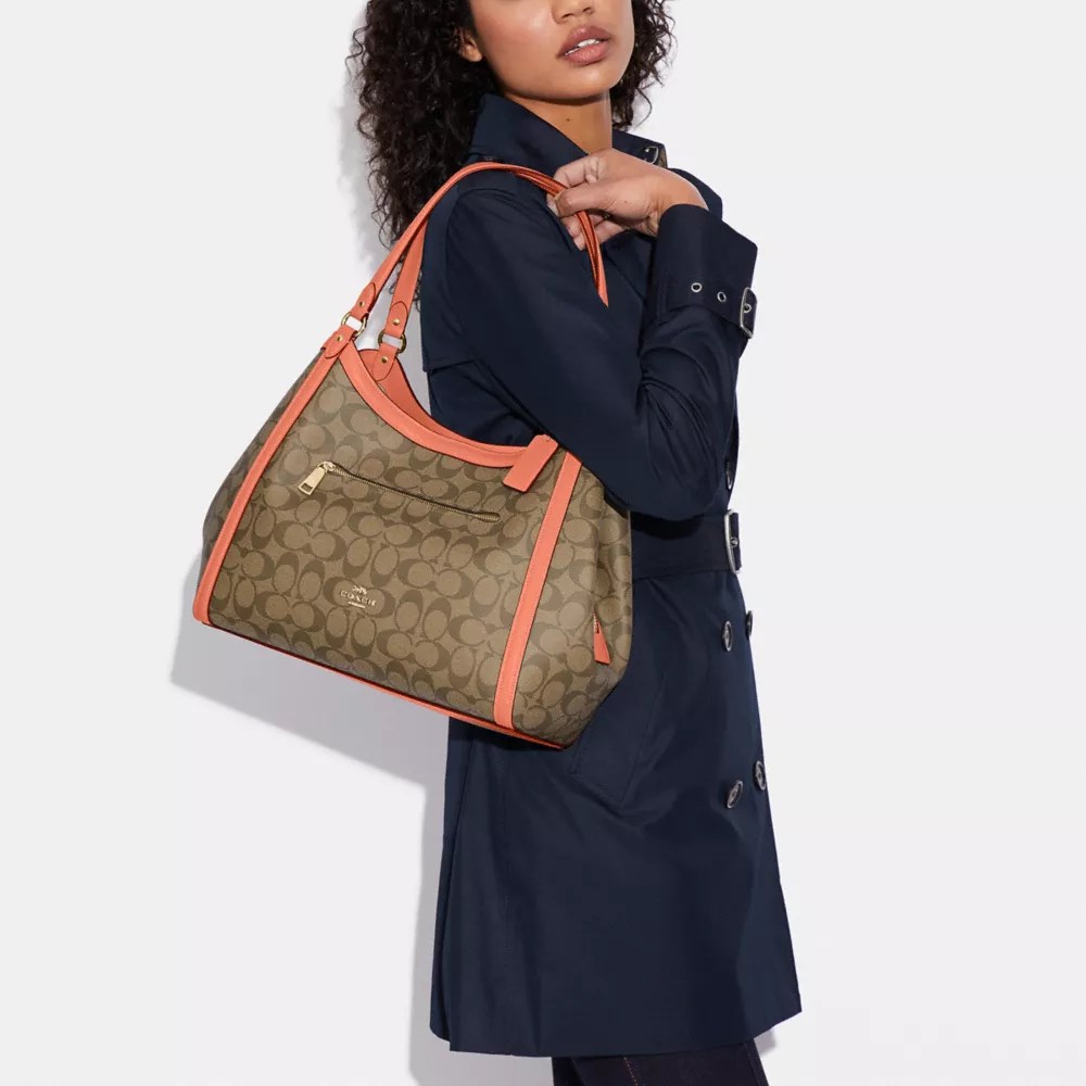 Coach Kristy Shoulder Bag In Signature Canvas Brown 1941, 41 OFF