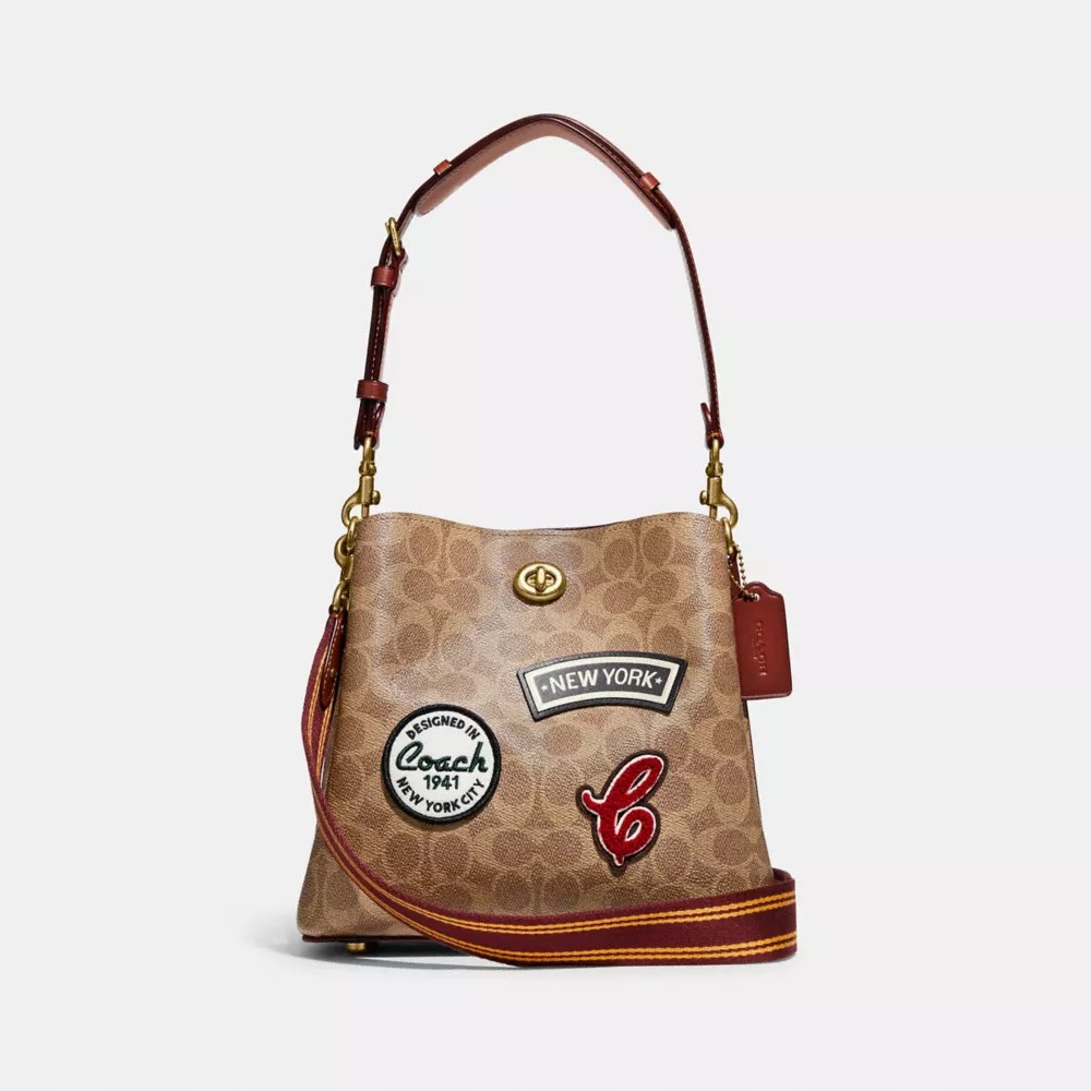 COACH® Willow Bucket Bag In Signature Canvas With Patches