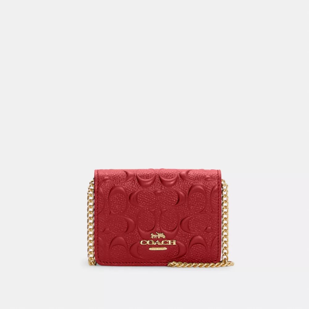 COACH OUTLET® Mini Wallet On A Chain In Signature Leather