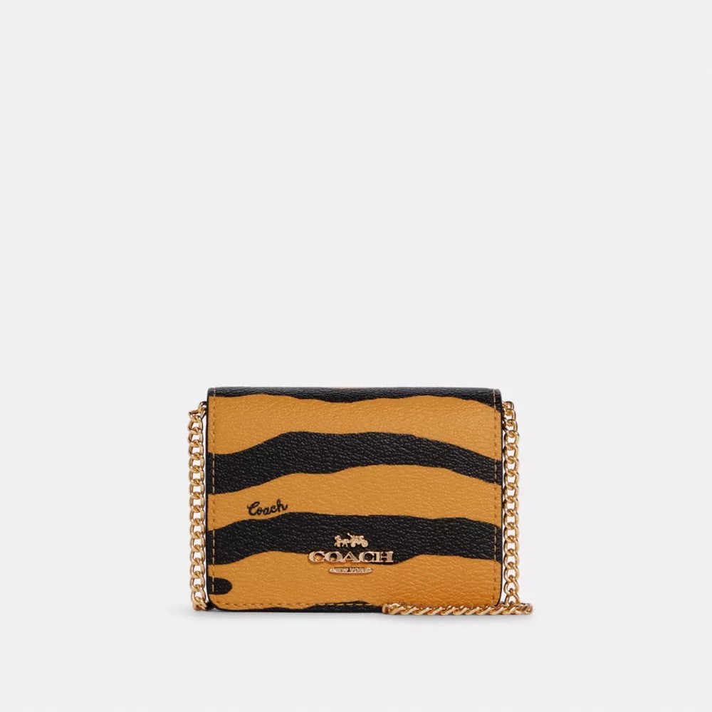 COACH® Mini Wallet On A Chain With Tiger Print