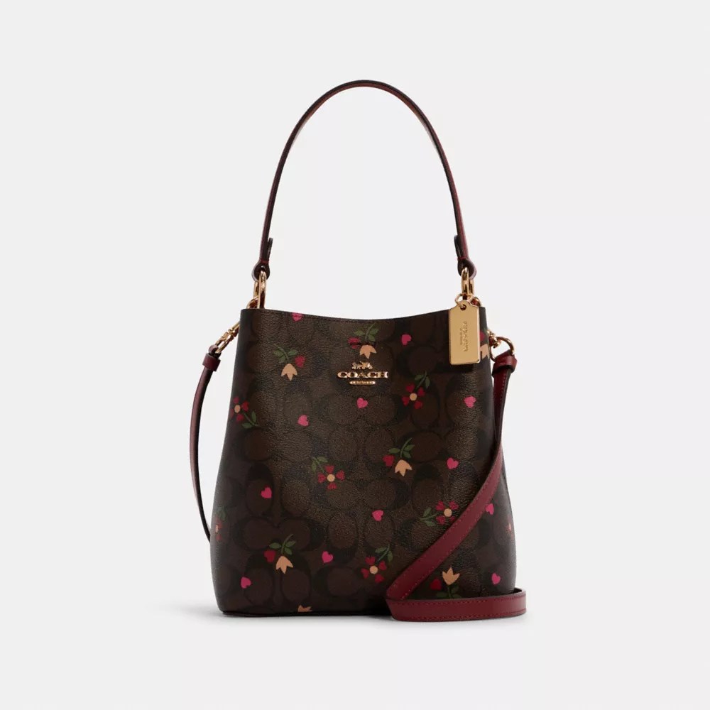 Coach Women's Small Town Bucket Bag In Signature Canvas With Heart