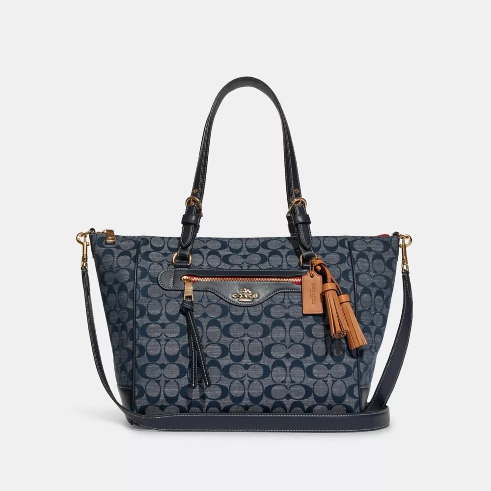 Coach Outlet Women's Kleo Carryall In Signature Chambray In Gold/denim