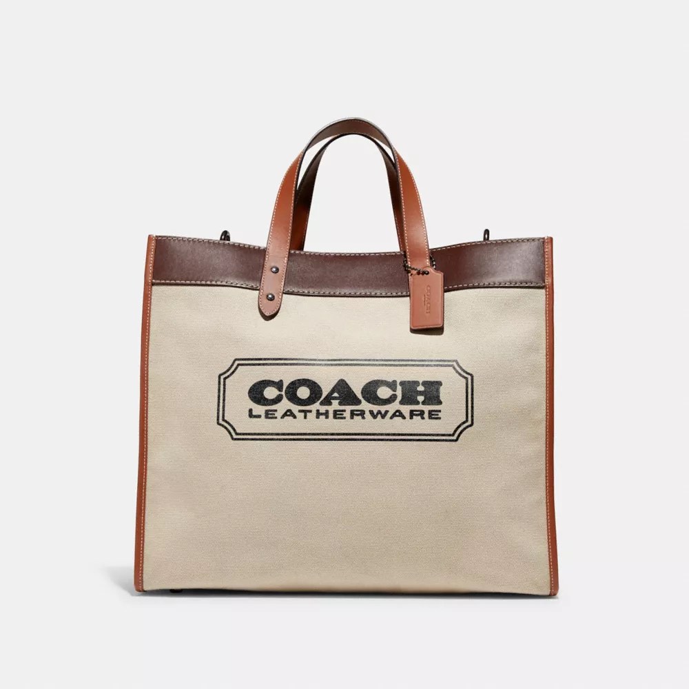【公式】COACH コーチ フィールド トート 40 オーガニック コットン キャンバス ウィズ コーチ バッジ トートバッグ