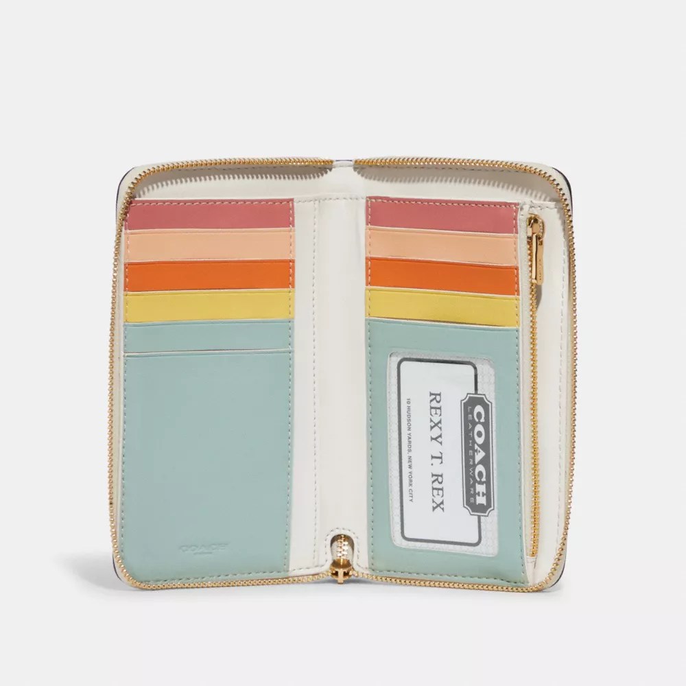 COACH® Medium Id Zip Around Wallet With Colorblock Interior