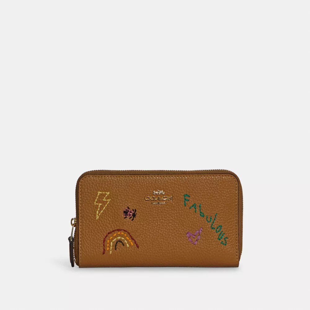 COACH® Medium Id Zip Wallet With Diary Embroidery