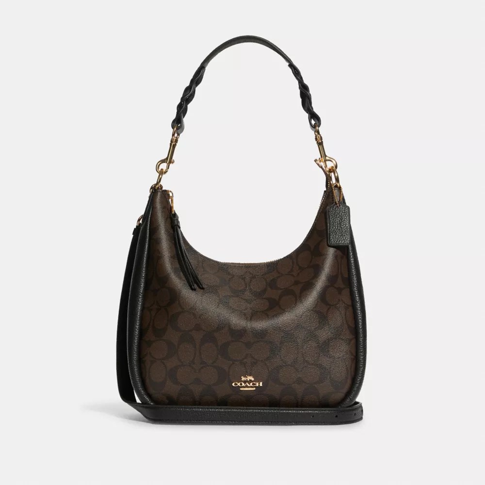 Coach Outlet Women's Jules Hobo In Signature Canvas In Gold/brown Black