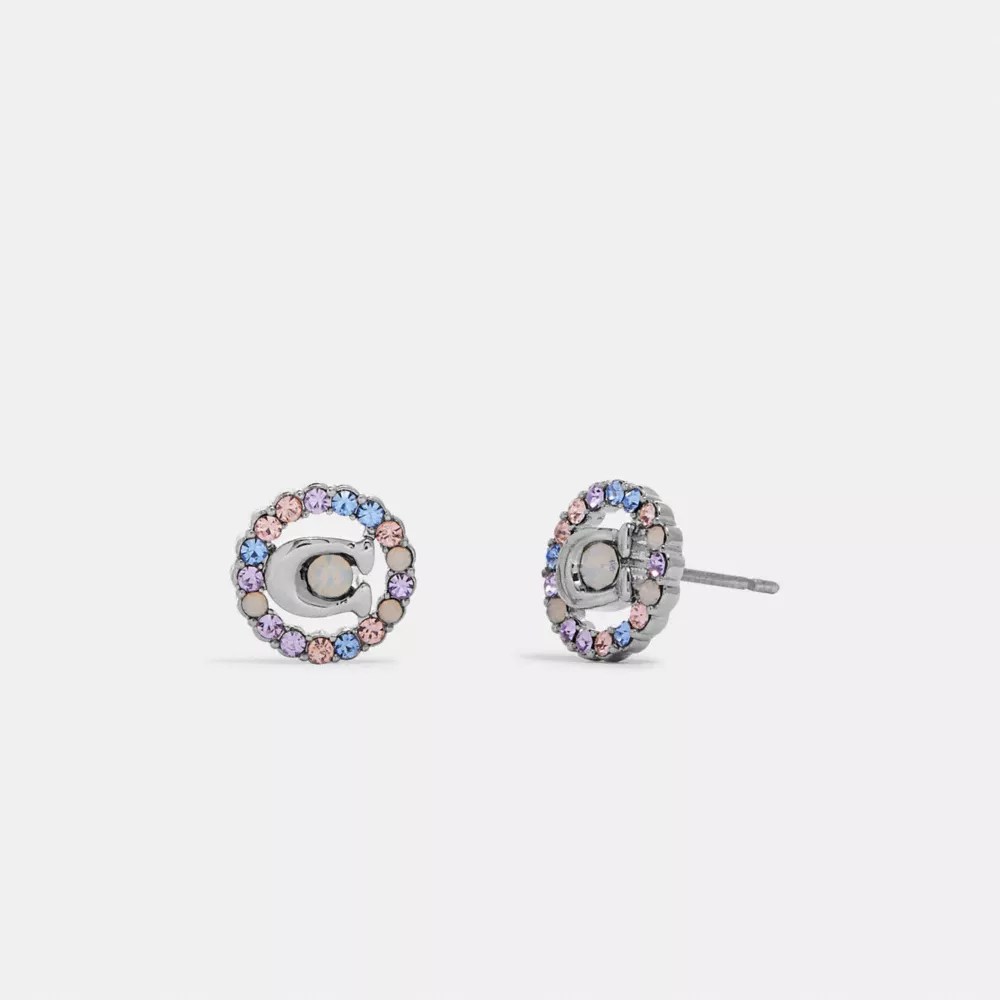 Signature Multicolor Crystal Stud Earrings COACH®
