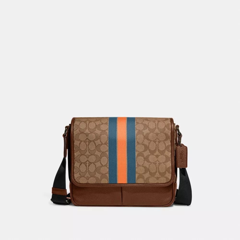 Coach Men's Thompson Small Map Bag In Signature Jacquard With Varsity