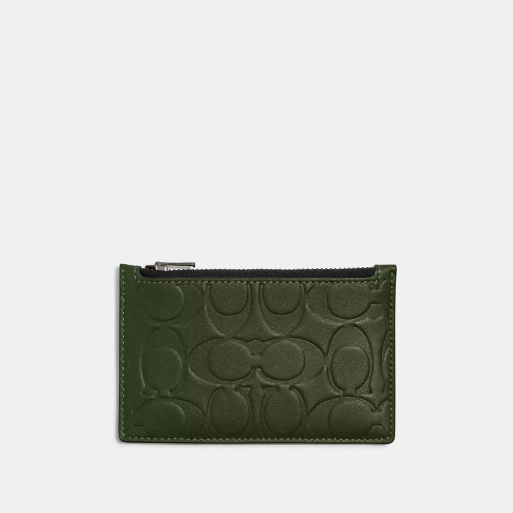 Coach Zip Card Case In Signature Leather In Green ModeSens