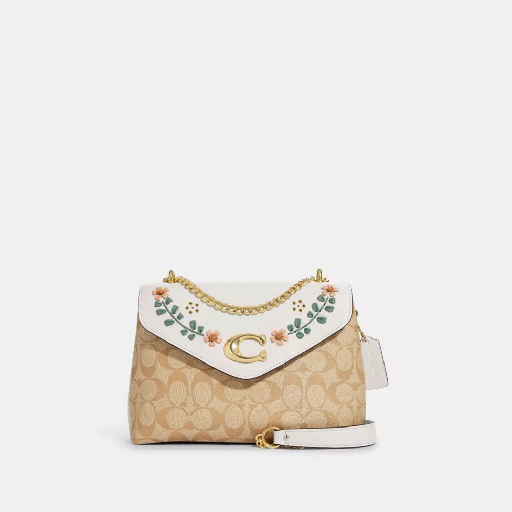 COACH® Tammie Shoulder Bag In Signature Canvas With Floral Whipstitch