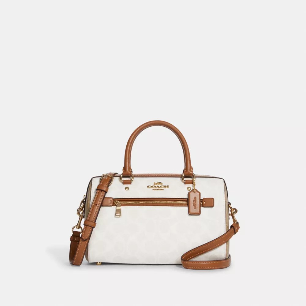 Coach Outlet Women's Rowan Satchel In Blocked Signature Canvas In White