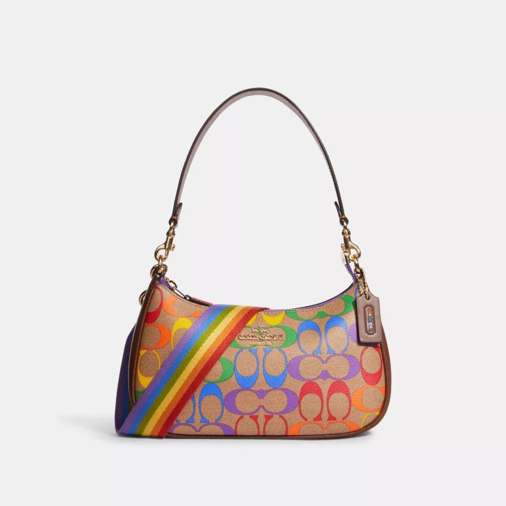 COACH® Teri Shoulder Bag In Rainbow Signature Canvas