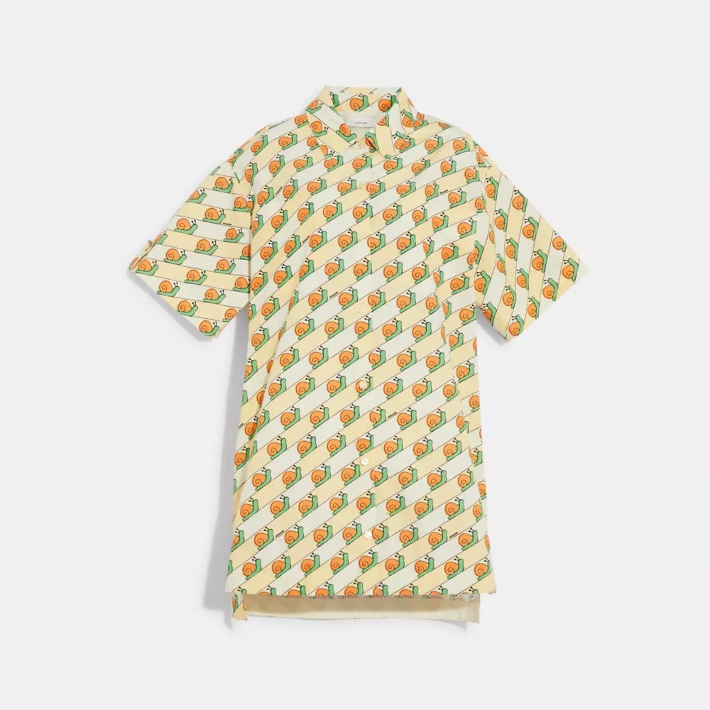 Coach Snail Print Shirt Dress In Yellow ModeSens