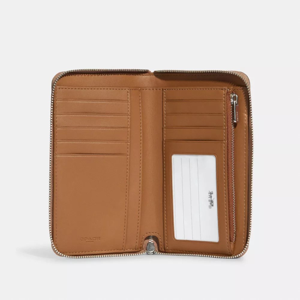 COACH® Medium Id Zip Wallet With Floral Whipstitch