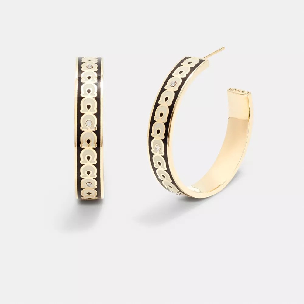 COACH® Large Signature Enamel Hoop Earrings