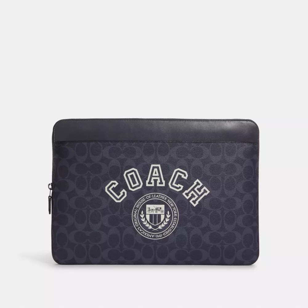 COACH® Laptop Case In Signature Canvas With Varsity Motif