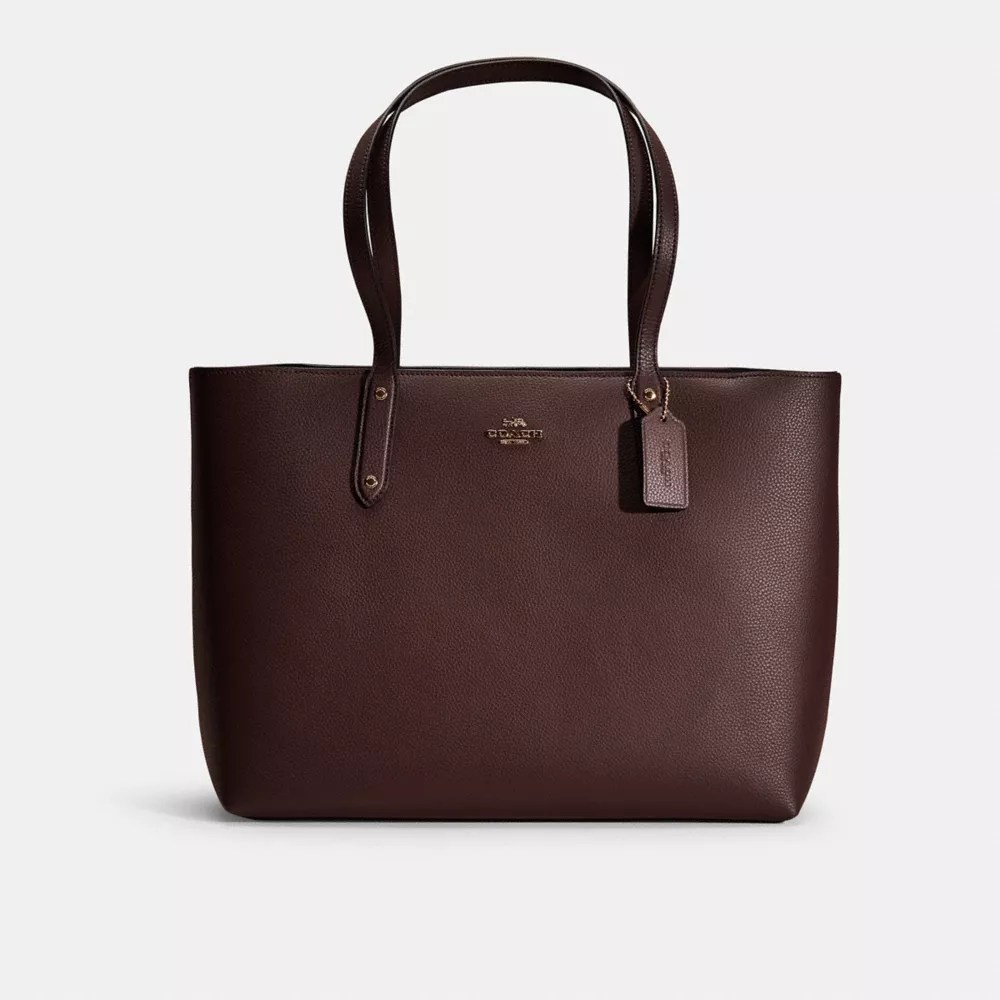 Coach Restored Central Tote With Zip In Gold/oxblood ModeSens