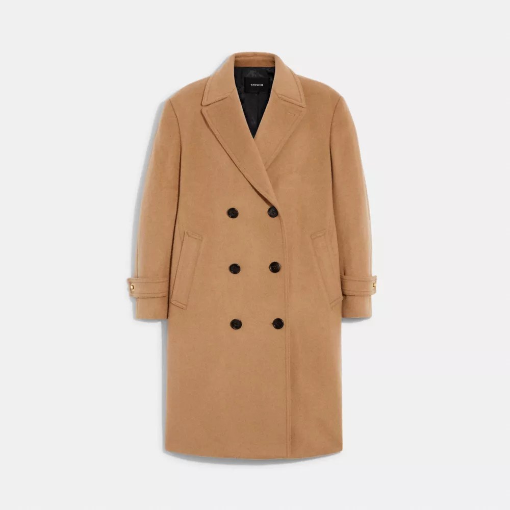 COACH® Long Wool Coat In Recycled Wool Blend