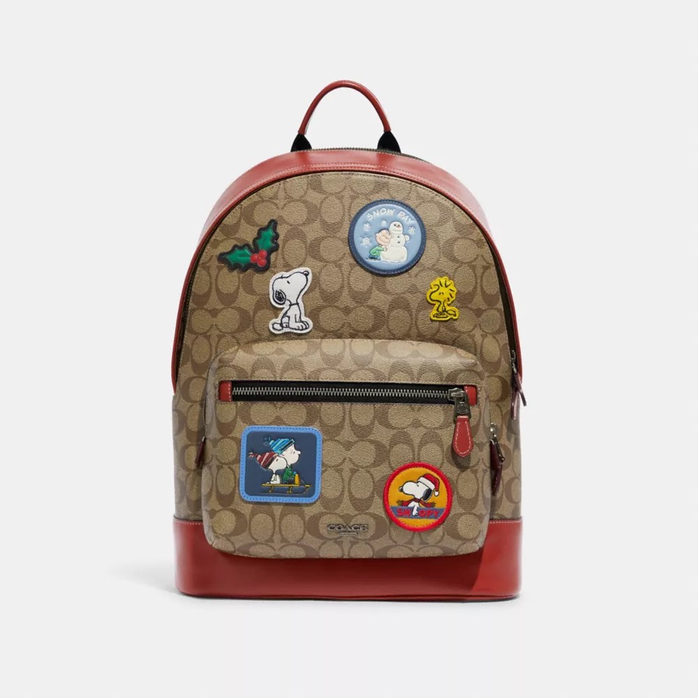 Coach Original C4030 X Peanuts West Backpack In Signature Canvas With