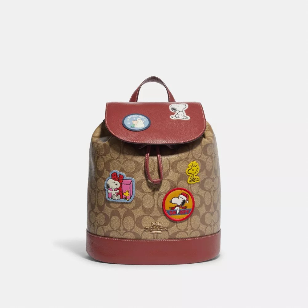 COACH® Coach X Peanuts Dempsey Drawstring Backpack In Signature