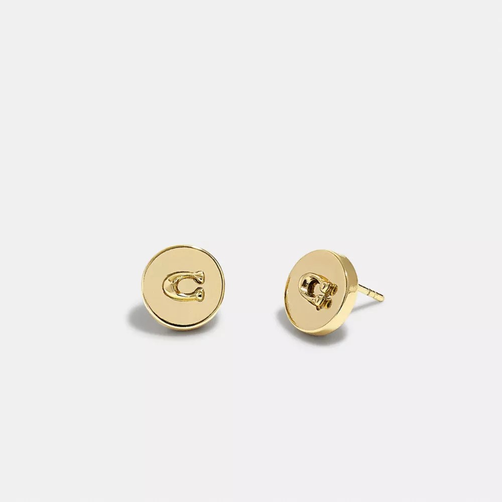 COACH® Signature Disc Stud Earrings