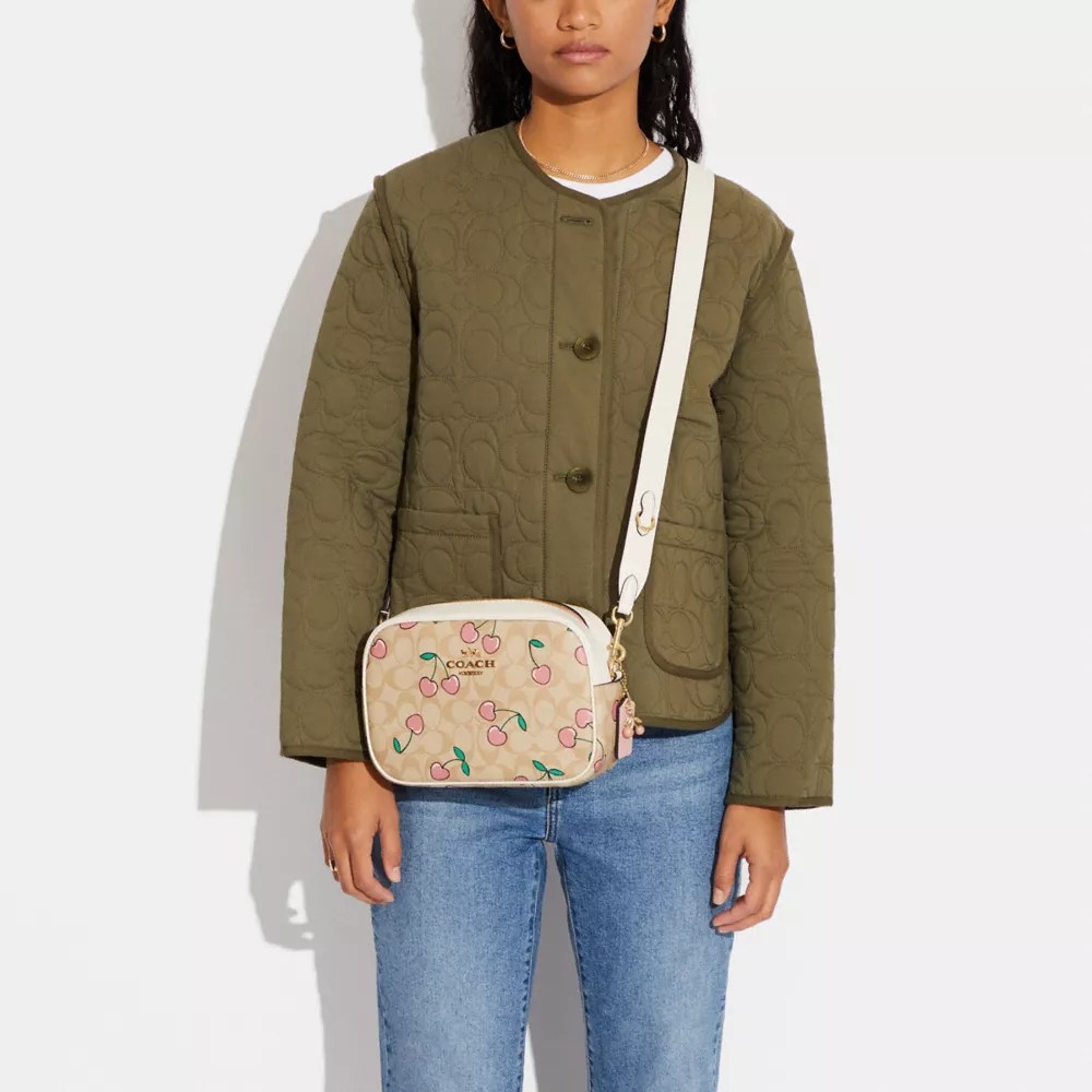 Coach Jamie Camera Bag In Signature Canvas With Heart Cherry Print