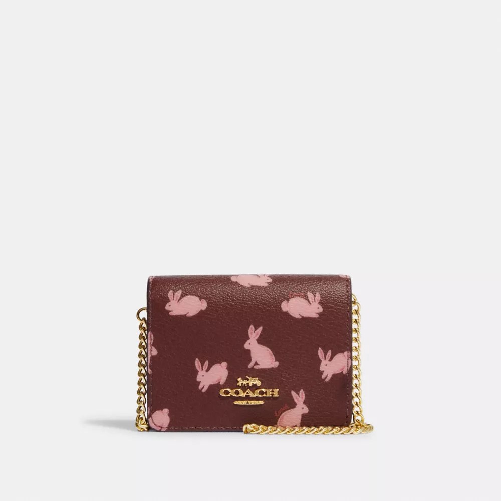 COACH® Lunar New Year Mini Wallet On A Chain With Rabbit Print