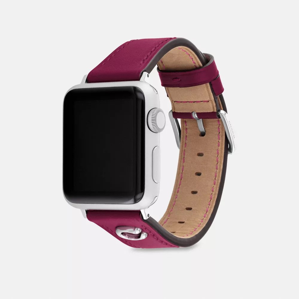 Coach Tea Rose Apple Watch® Strap Apple Watch Band in Pink Color mail