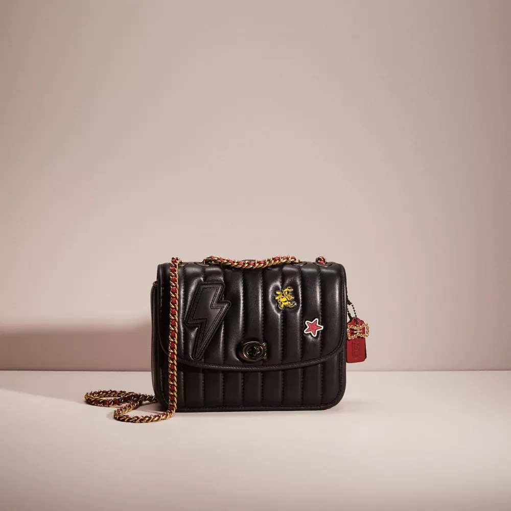 Coach Upcrafted Madison Shoulder Bag With Quilting In Pewter/black