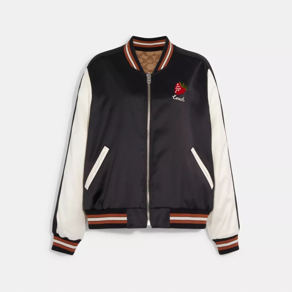 COACH® Reversible Signature Souvenir Jacket With Strawberry Embroidery