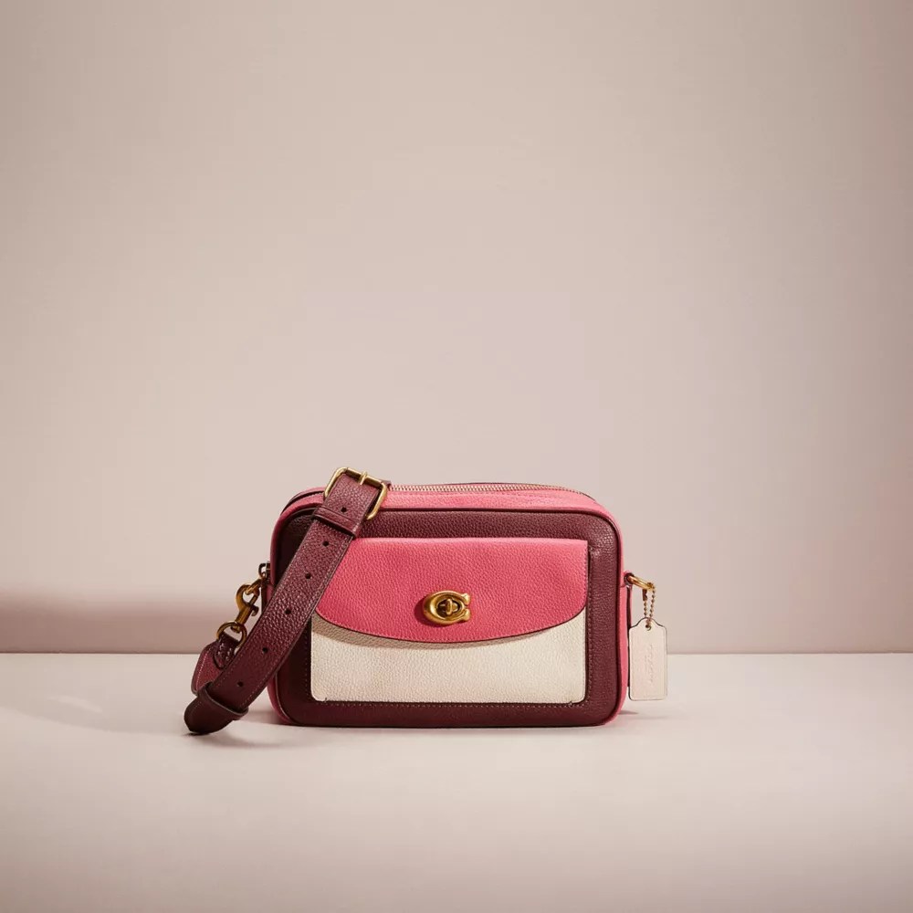 Coach Restored Cassie Camera Bag In Color Block In Brass/confetti Pink