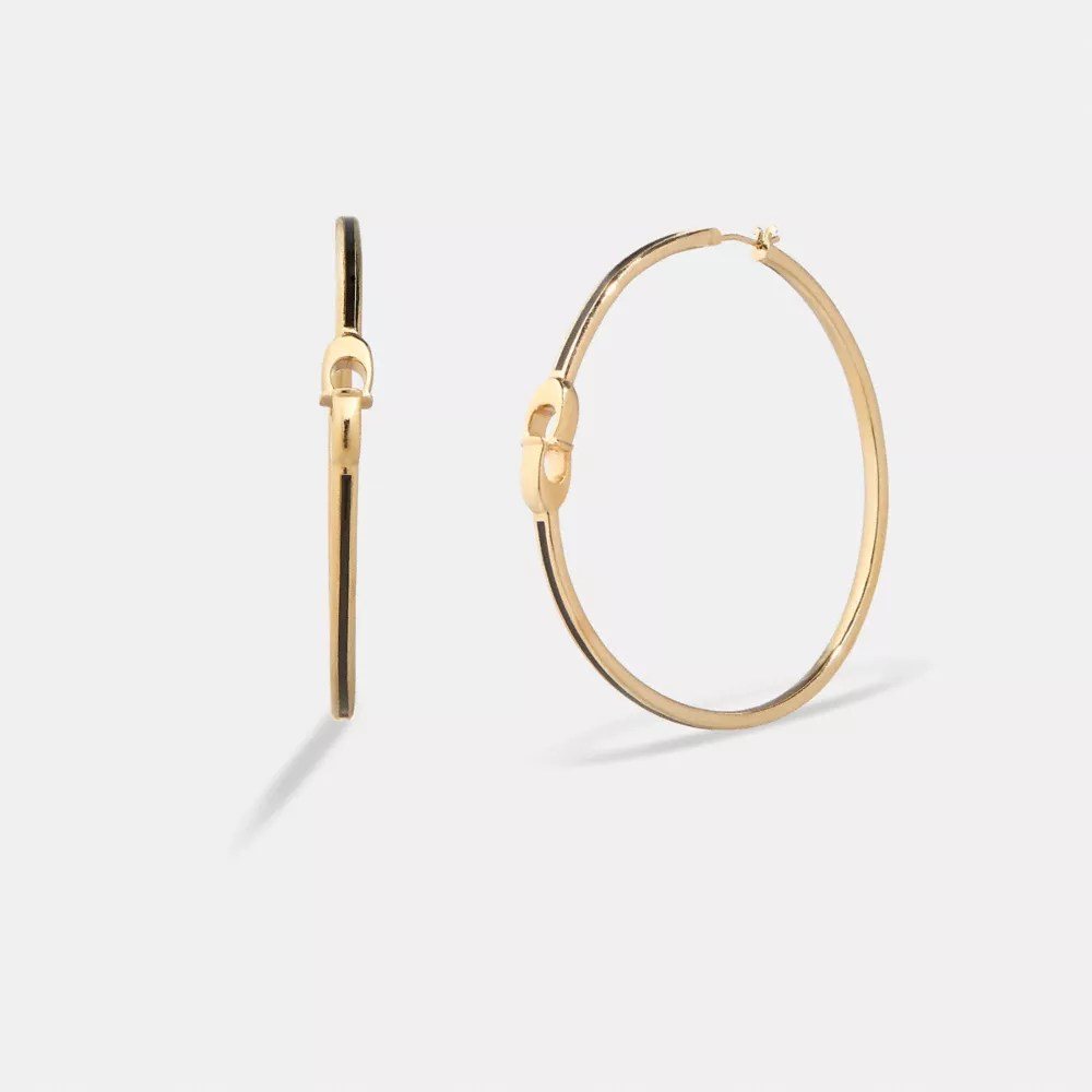 COACH® Interlocking Signature Enamel Medium Hoop Earrings