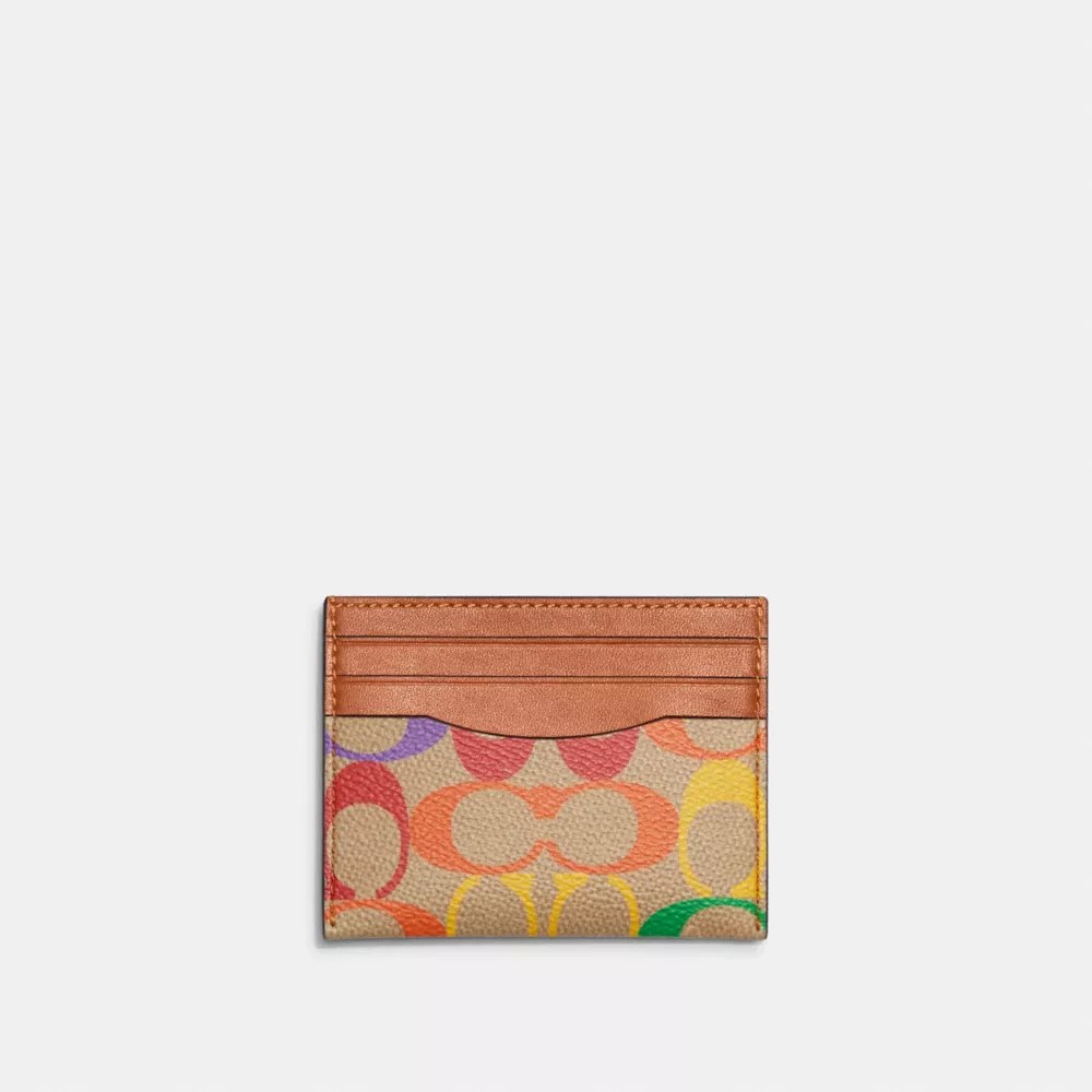 Coach Card Case In Rainbow Signature Canvas Big Apple Buddy