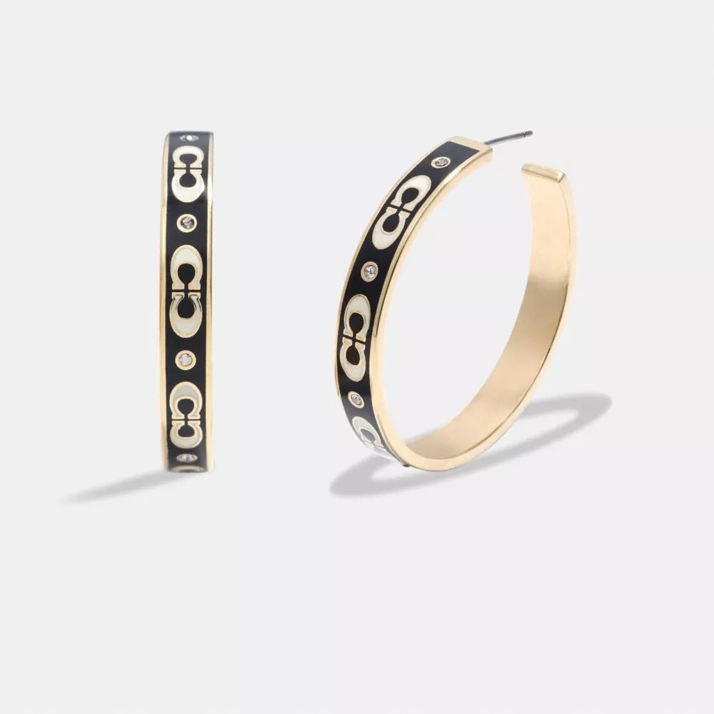 COACH® Signature Enamel Hoop Earrings