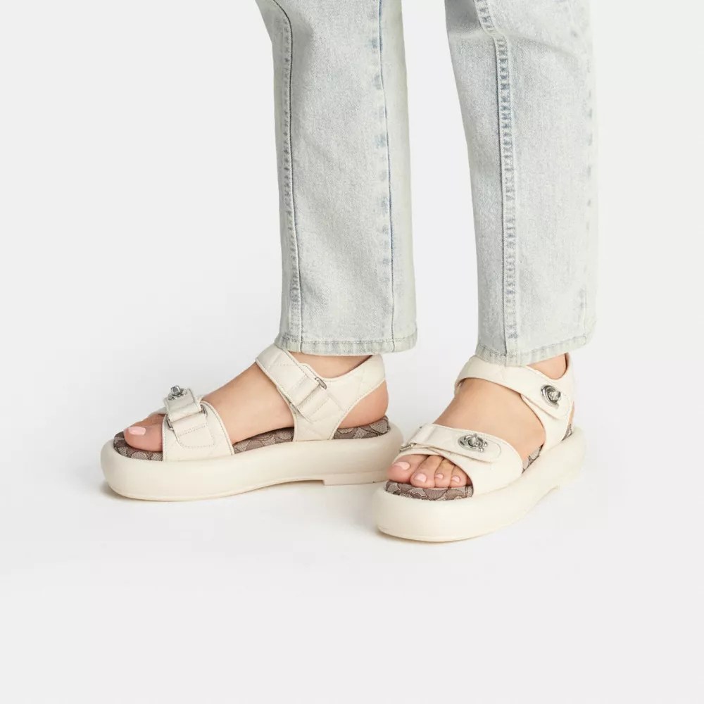 Coach Peyton Sandal With Signature Jacquard Big Apple Buddy