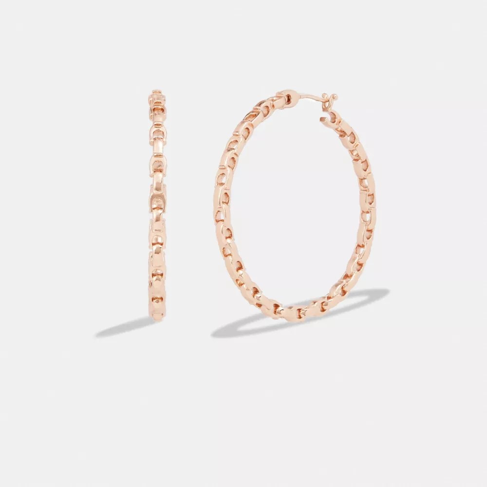 Signature Chain Large Hoop Earrings COACH®