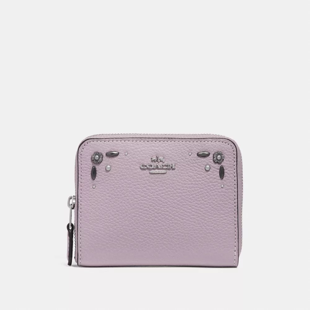 COACH® Outlet Small Zip Around Wallet With Prairie Rivets Detail