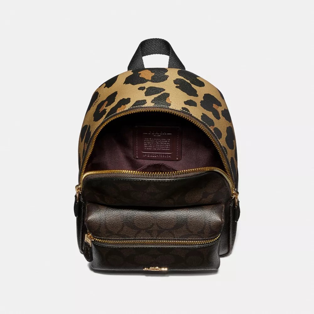 Medium Charlie Backpack With Leopard Print